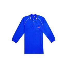 Customized Blue Long Sleeve Men's Polo Shirt Design White Binding Left Front Chest Pocket Embroidery Print Contrast Color Chest Polo Shirt Polo Shirt Supplier P1415 Customized Blue Long Sleeve Men's Polo Shirt Design White Binding Left Front Chest Pocket Embroidery Print Contrast Color Chest Polo Shirt Polo Shirt Supplier P1415